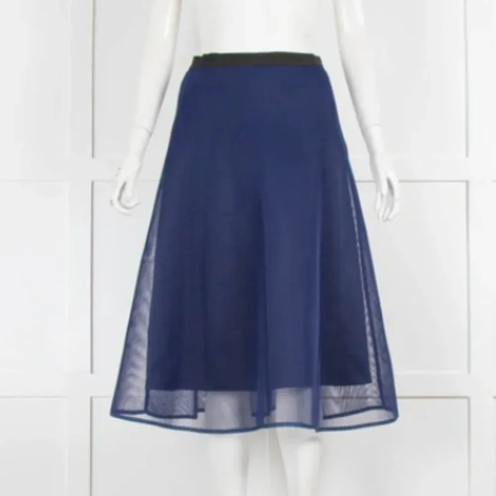 Sandro Blue Mesh Midi Skirt S/1 $300